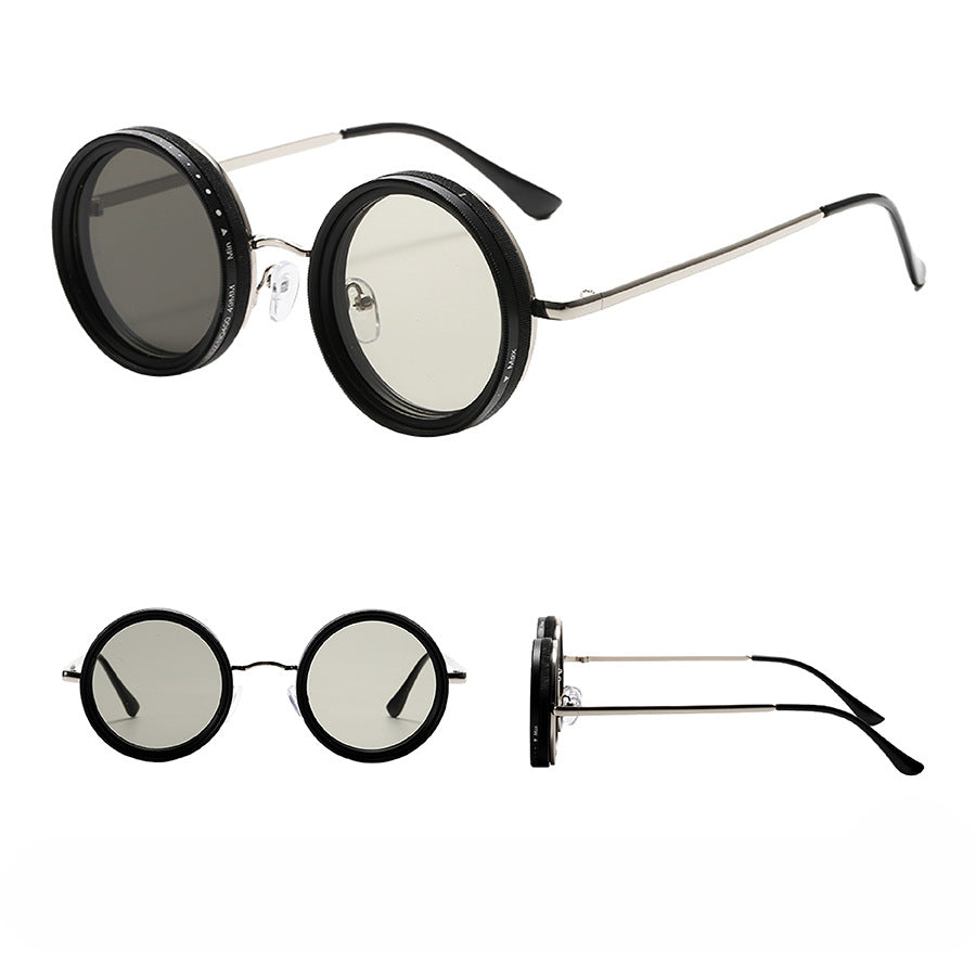 Carmo Vintage Round Steampunk Sunglasses with ND Dimming