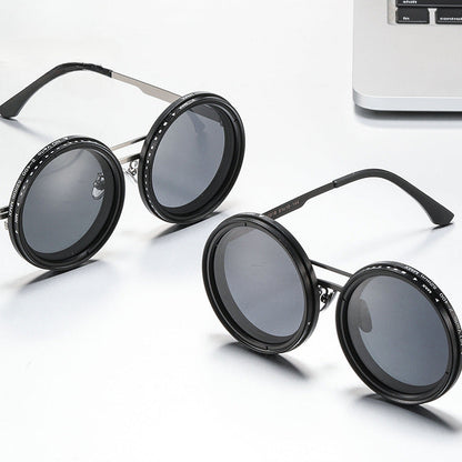 Lela Vintage Round Double Beam ND Dimming Sunglasses