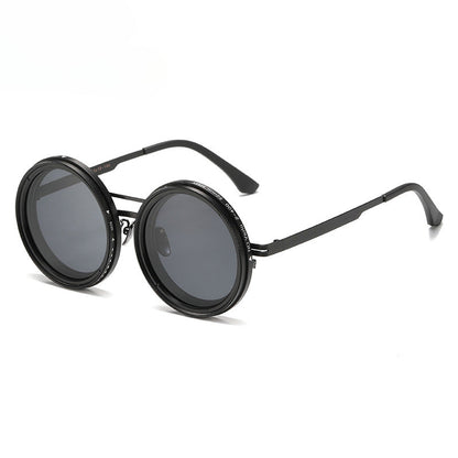 Lela Vintage Round Double Beam ND Dimming Sunglasses