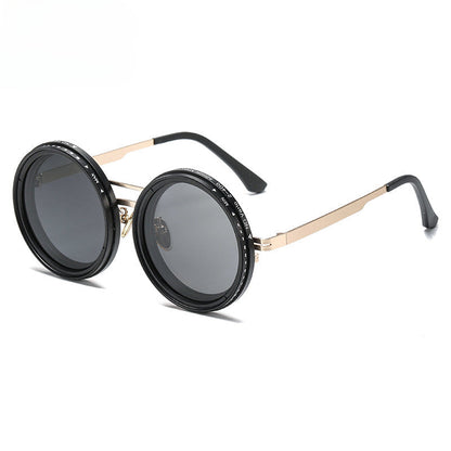 Lela Vintage Round Double Beam ND Dimming Sunglasses