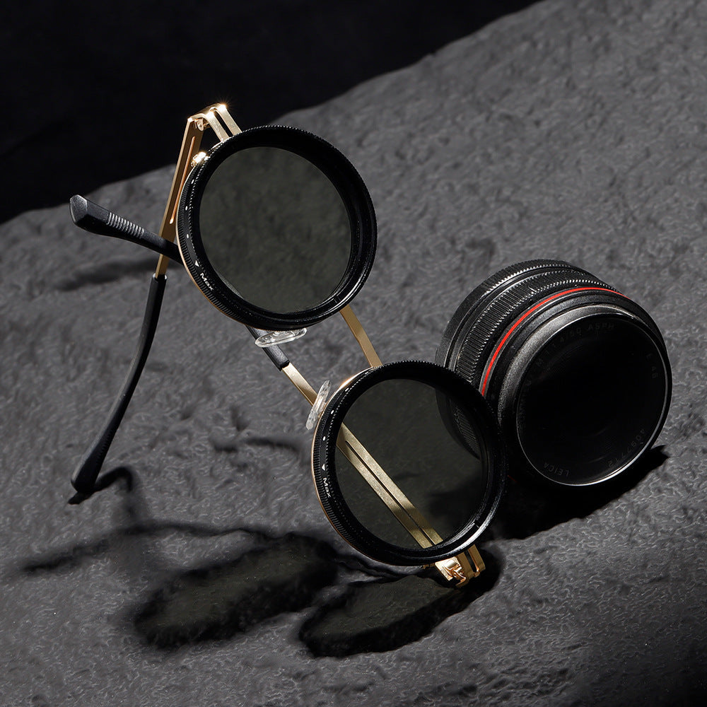 Engel Vintage Round Steampunk ND Dimming Sunglasses