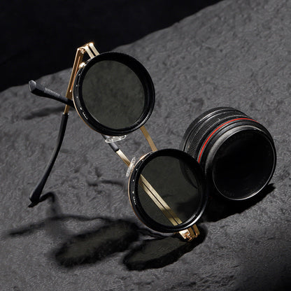 Engel Vintage Round Steampunk ND Dimming Sunglasses