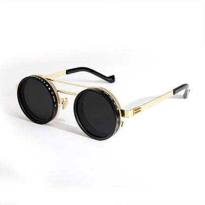 Gladys Vintage Round Steampunk Dual Beam ND Dimming Sunglasses