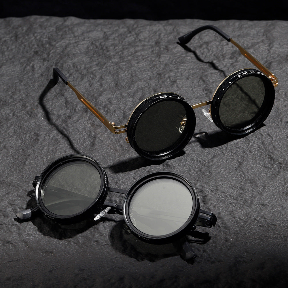 Engel Vintage Round Steampunk ND Dimming Sunglasses