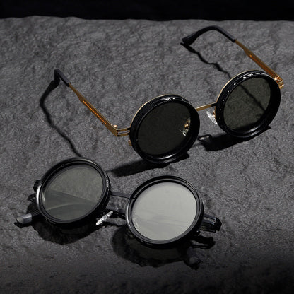 Engel Vintage Round Steampunk ND Dimming Sunglasses