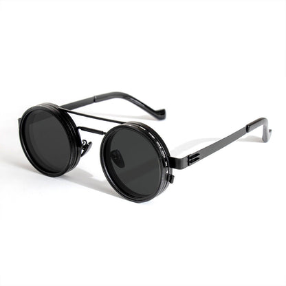 Gladys Vintage Round Steampunk Dual Beam ND Dimming Sunglasses