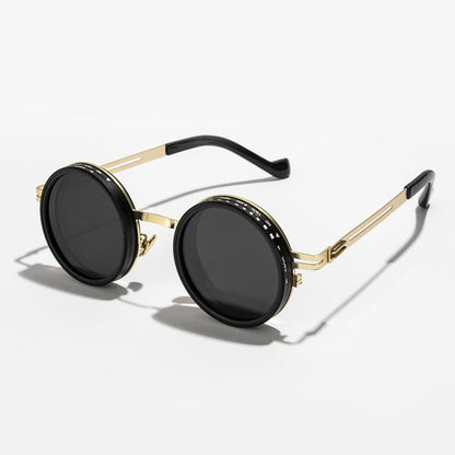 Jang Vintage Round Steampunk Sunglasses with ND Dimming Feature