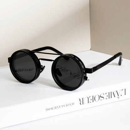 Gladys Vintage Round Steampunk Dual Beam ND Dimming Sunglasses