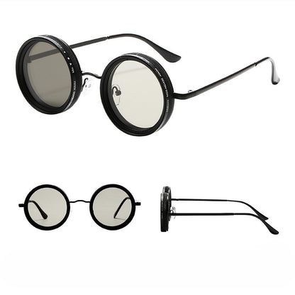 Carmo Vintage Round Steampunk Sunglasses with ND Dimming