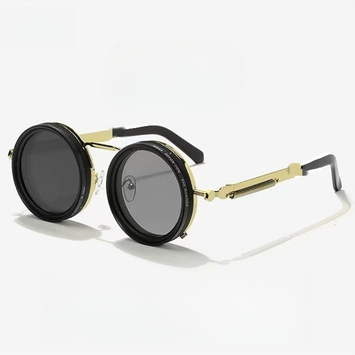 Moss Vintage Round Steampunk ND Dimming Sunglasses