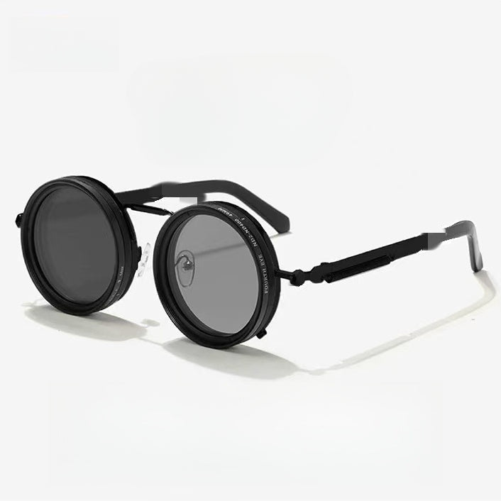 Moss Vintage Round Steampunk ND Dimming Sunglasses